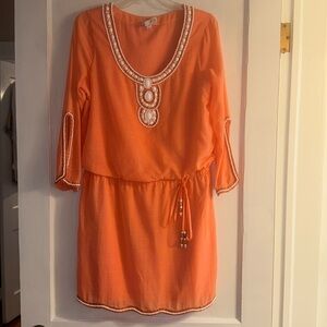 Lilly Pulitzer Orange Midi Dress with White Accents